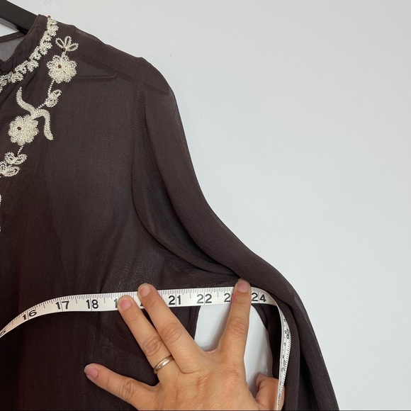AML Brown Long Sleeve Sheer Top - Picture 12 of 15